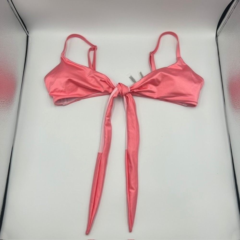 NWT Victoria's Secret Swim Coral Pink Tie Front Bikini‎ Top Size Medium